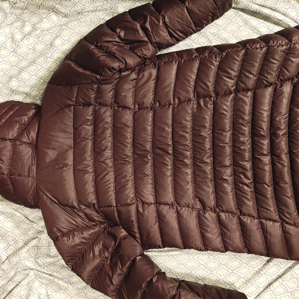 Eastern Mountain Sports Long Puffer Hooded Down Jacket Burgundy Women's XL - Picture 4 of 4